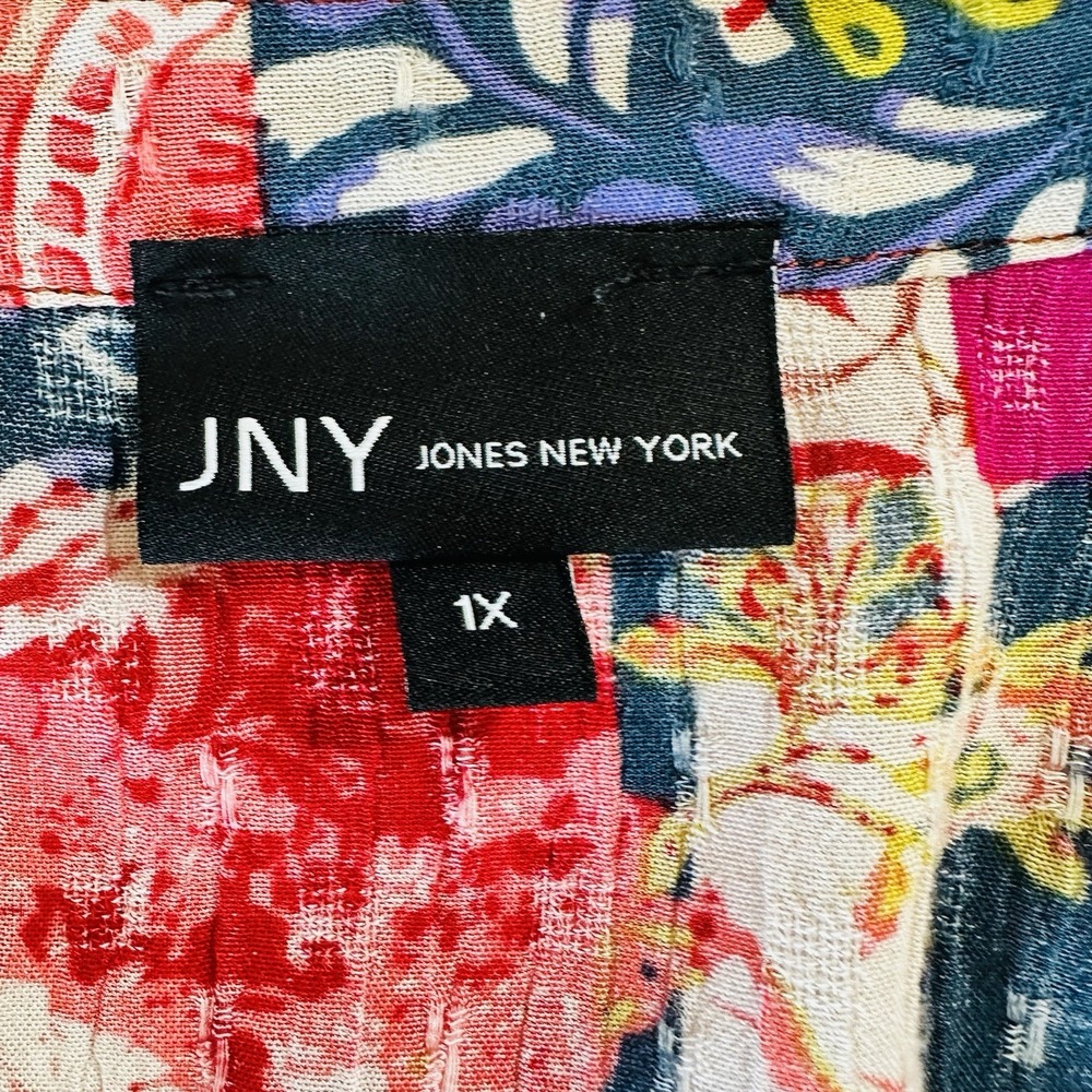Jones New York JNK 1x Boho Patchwork Blouse Multicolor Paisley Floral‎ Peasant - Picture 2 of 7